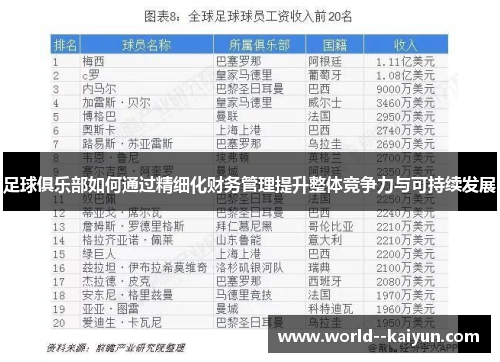 足球俱乐部如何通过精细化财务管理提升整体竞争力与可持续发展 足球俱乐部如何通过精细化财务管理提升整体竞争力与可持续发展